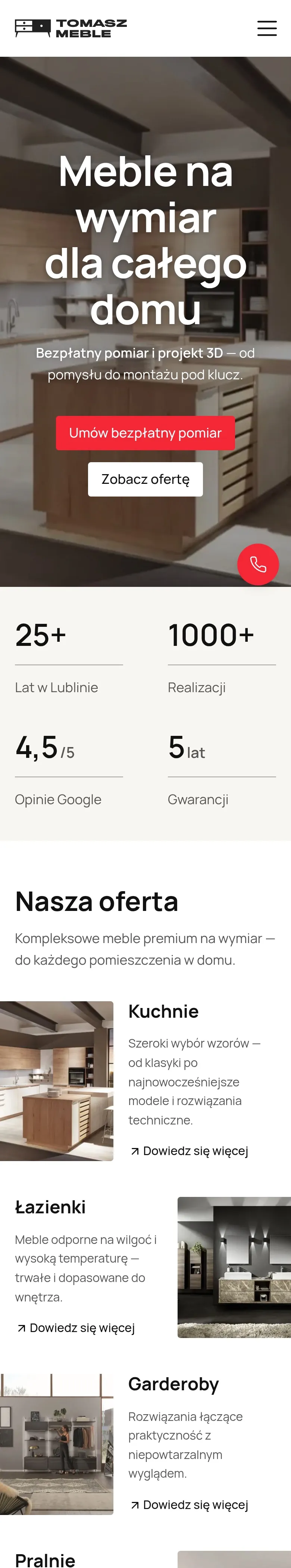 Nowa strona Tomasz Meble — salon kuchni premium