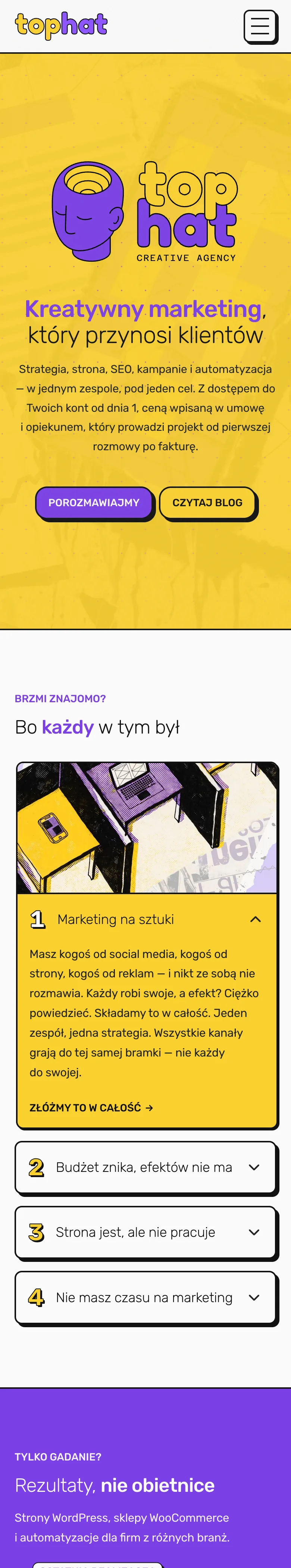 Strona główna tophat.pl — agencja kreatywna